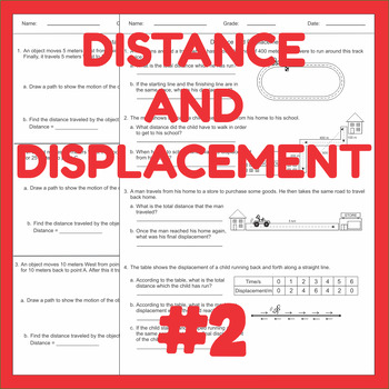 Preview of Distance & Displacement - Motion Worksheet #2