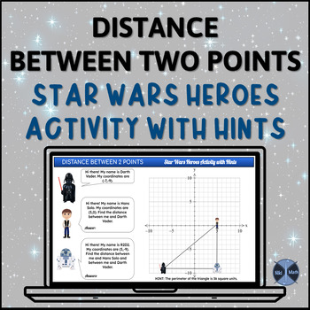 Preview of Distance Formula/Between 2 Points - Star Wars Heroes Activity with Hints