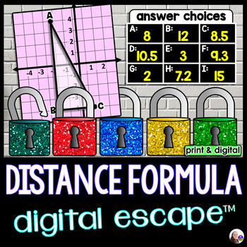 Preview of Distance on the Coordinate Plane Digital Math Escape Room Activity