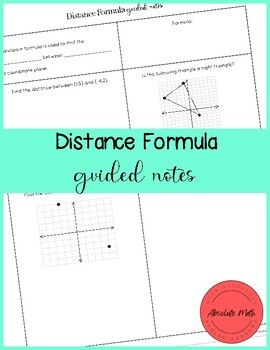 Preview of Distance Formula Guided Notes