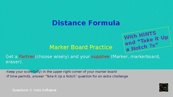 Preview of Distance Formula Marker Board Practice/Activity (w/ HINTS and GT ?s) No prep
