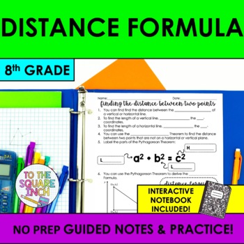 Preview of Distance Formula Notes & Practice | Guided Notes | + Interactive Notebook Pages