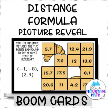 Preview of Distance Formula Picture Reveal Boom Cards--Digital Task Cards
