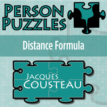 Preview of Distance Formula - Printable & Digital Activity - Jacques Cousteau Person Puzzle