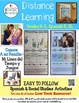 Preview of Distance & Home Learning: Spanish & Social Studies Writing Activities   K-2