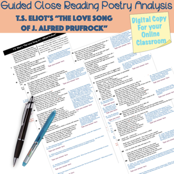 Preview of Distance/In-Person Learning:Guided Poetry Analysis of Eliot's "The Love Song..."
