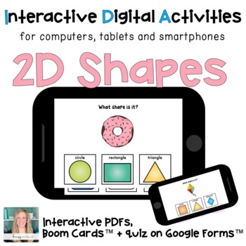 Preview of 2D Shapes ⋅ Digital Interactive PDF, Boom Cards, and Quiz for special ed