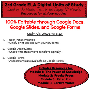 Preview of Digital & Printable Engage NY Grade 3 ELA Modules Bundle