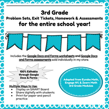 Preview of Digital & Printable Engage NY Grade 3 Worksheets and Assessments
