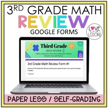 Preview of Distance Learning 3rd Grade Math Review  /  Google Forms
