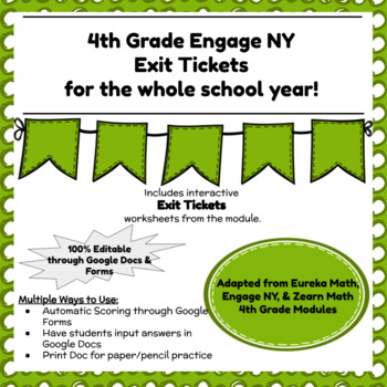 Preview of Digital & Printable Engage NY Grade 4 Math Exit Tickets