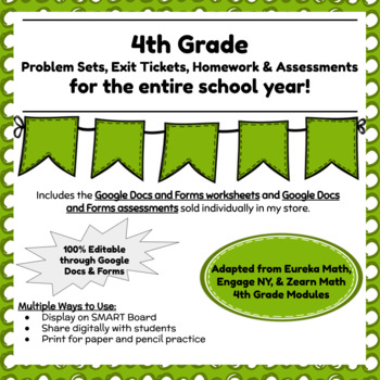 Preview of Digital & Printable Engage NY Grade 4 Math Worksheets and Assessments