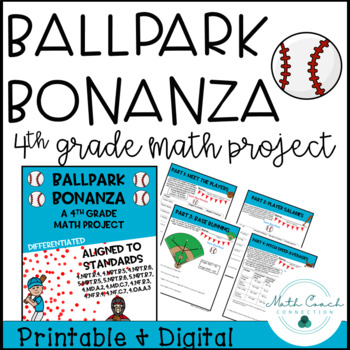 Preview of 4th Grade Math Project | Baseball Math Project | Fourth Grade Math Review