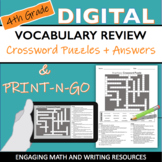 Distance Learning - 4th Grade Math Vocabulary Review Cross