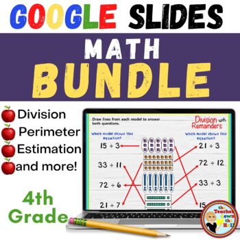 Preview of 4th Math Activities Google Slides - Digital Math Perimeter, Decimals, Division