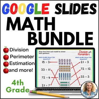 Preview of 4th Math Activities Google Slides Digital Resource Perimeter, Decimals, Division
