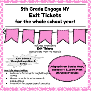 Preview of Digital & Printable Engage NY Grade 5 Math Exit Tickets