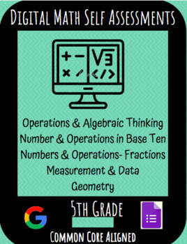 Preview of Distance Learning: 5th Grade Math Google Form Learning Targets Self Assessments