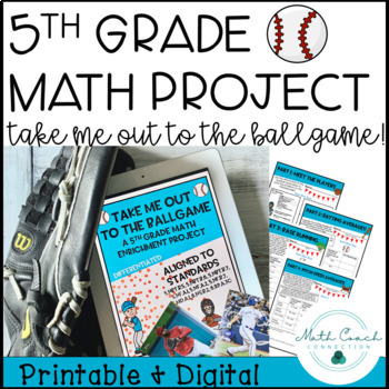 Preview of 5th Grade Math Project | Baseball Project | Fifth Grade Enrichment Project