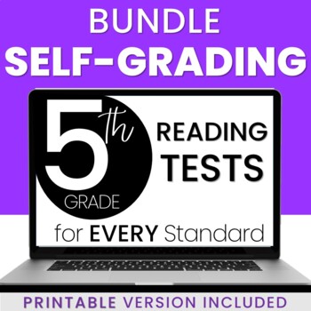 Preview of 5th-Grade Reading SELF-GRADING Comprehension Quizzes  [DIGITAL + PRINT]