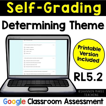 Preview of 5th-Grade Theme Self-Grading Quiz RL5.2  [DIGITAL + PRINTABLE]