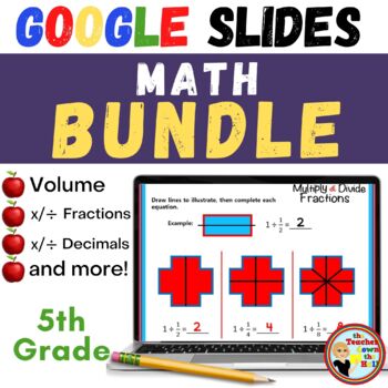 Preview of 5th Math Activities Google Slides Digital Math - Volume, Decimals, Fractions