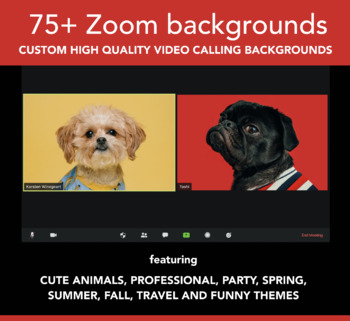 Preview of Distance Learning - 75+ CUSTOM ZOOM BACKGROUNDS - Cute Animals, Professional...