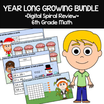 Preview of 6th Grade Math Spiral Review | Google Slides Bundle | The Whole Year | 30% off