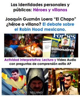 Preview of Distance Learning: AP SPANISH Lectura y Audio: El Chapo Guzmán ¿Héroe o Villano?