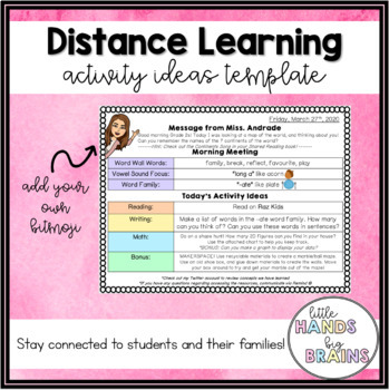 Preview of Distance Learning Activity Ideas Template *EDITABLE*