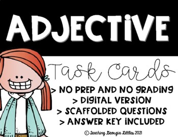 Preview of Distance Learning Adjective Task Cards (Digital and Print)