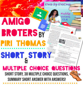 Preview of Distance Learning! Amigo Brothers - Short Story w/Multiple Choice Questions! 