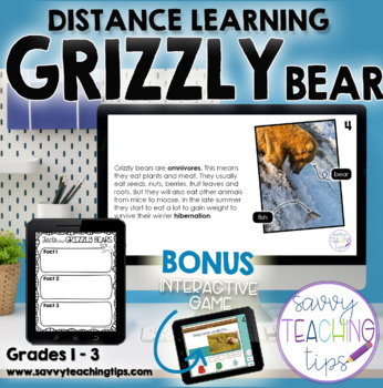 Preview of Distance Learning Animal Research  the GRIZZLY BEAR