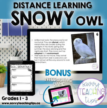 Preview of Distance Learning Animal Research  the SNOWY OWL