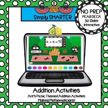 Preview of Distance Learning Ant's Picnic Themed Addition Pear Deck Activities