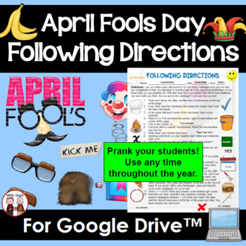 Distance Learning April Fools Day Following Directions Activity by Wise