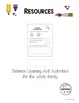 Preview of Distance Learning Art Activities for Art Class.  Elementary Art Worksheets.