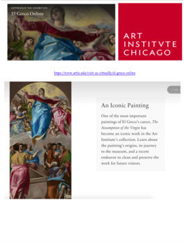 Preview of Distance Learning | Art Analysis Sheet in ENGLISH & SPANISH | Visit a museum!