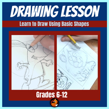 Preview of Art Learn to Draw Using Basic Shapes - Middle School Art or High School Art