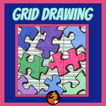 Preview of Free Art Sub Plans Beginner Grid Drawing Middle School Art or High School Art