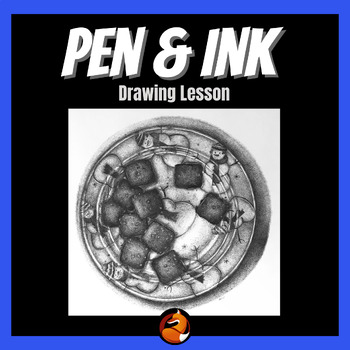 Preview of Pen and Ink Drawing Art Lesson Food Drawings Middle School Art High School Art