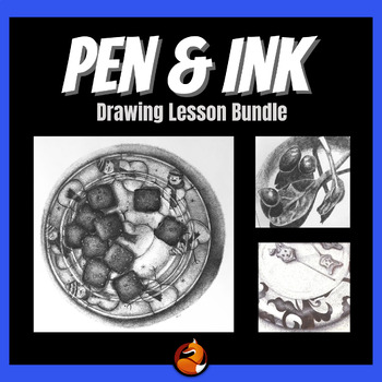 Preview of Pen and Ink Drawing Lesson Art Bundle Middle School Art High School Art