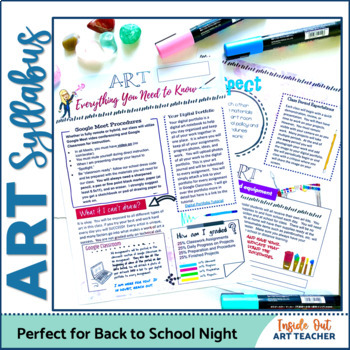 Preview of Elementary Middle or High School Art Syllabus Editable Template