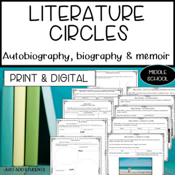 Preview of Autobiography, Biography, Memoir Literature Circles  Book Club