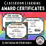 Classroom Learning Award Certificates