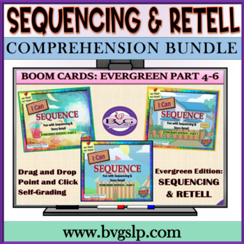 Preview of Sequencing, Story Retell, Reading Comprehension BOOM CARDS BUNDLE Parts 4-6