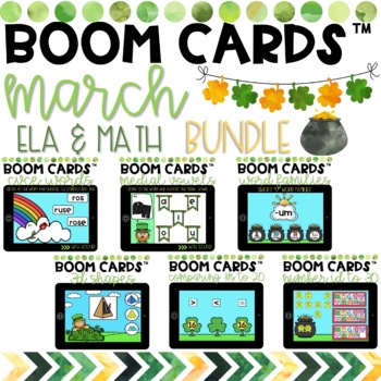 Preview of Distance Learning | BOOM Cards | March ELA and MATH BUNDLE