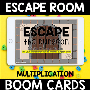 Preview of Digital Multiplication Facts 0-10 BOOM Cards ESCAPE ROOM for 2nd, 3rd, 4th Grade