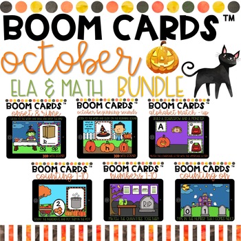 Preview of Distance Learning | BOOM Cards | October ELA and MATH BUNDLE