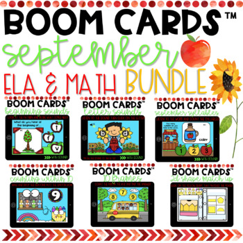 Preview of Distance Learning | BOOM Cards | September ELA and MATH BUNDLE